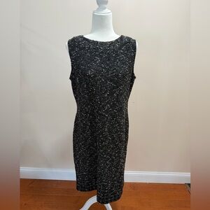 St. John Collection Black & White Tweed Knit Sleeveless Midi Dress Sz. 12